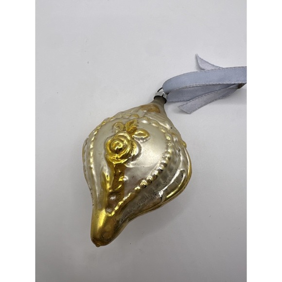 VTG Blown Glass Seashell Ornament Gold Silver Mercury Glass Christmas Coastal - Picture 8 of 16